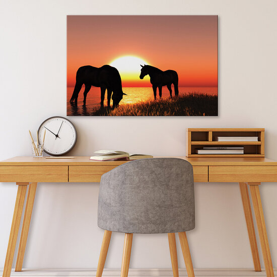 Horses and sunset Canvas Schilderij PP13603O20