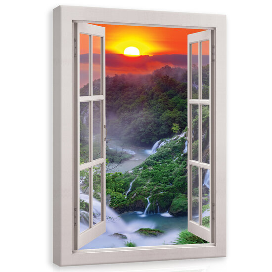 View window landscape mountain Canvas Schilderij PP14468O20