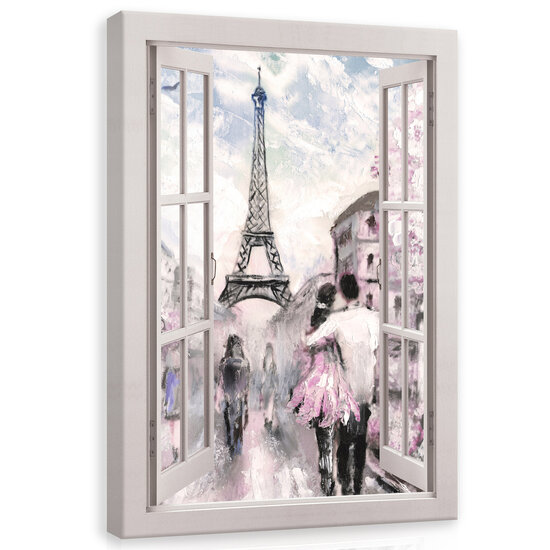 View window Paris watercolour Canvas Schilderij PP14464O20