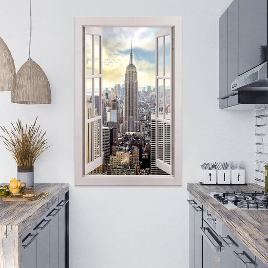 View window 3D New York Canvas Schilderij PP14460O20