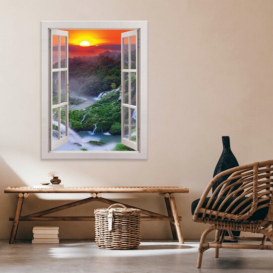 View window landscape mountain Canvas Schilderij PP14468O1