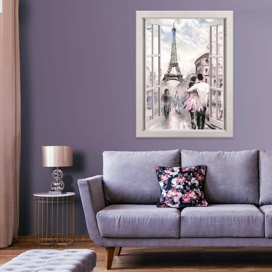 View window Paris watercolour Canvas Schilderij PP14464O1