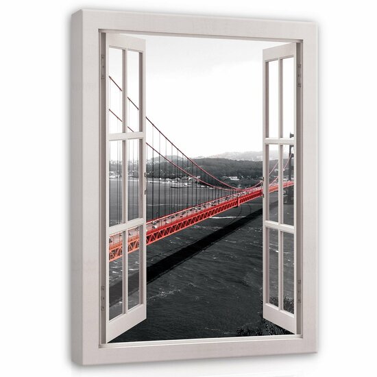 Window view 3D bridge Canvas Schilderij PP14456O1