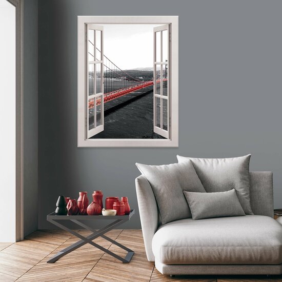 Window view 3D bridge Canvas Schilderij PP14456O1